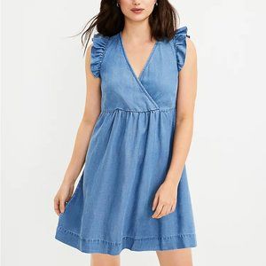 Loft Chambray Sleeve Crossover Dress